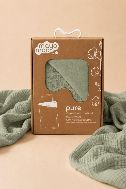 Pościel muślinowa 100x135 dziecięca - dwuwarstwowy muślin 140g/m2 + bawełna 120g/m2 Mint (5)