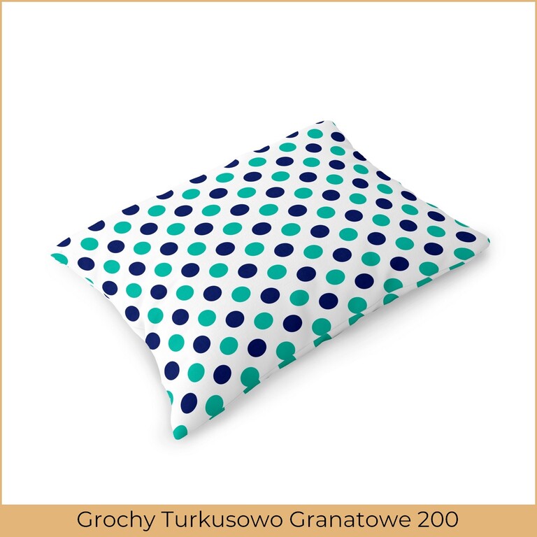 Poszewka na poduszkę 40x60cm BAWEŁNA 100% CERTYFIKAT - Grochy Turkusowo Granatowe 200 (2)