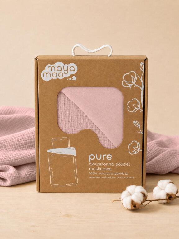 Pościel muślinowa 90x120 dziecięca - dwuwarstwowy muślin 140g/m2 + bawełna 120g/m2 Pink (5)