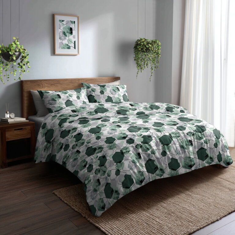 Pościel 220x200 + 2 poszewki PREMIUM 100% bawełna polska: 1612 zielony (4)