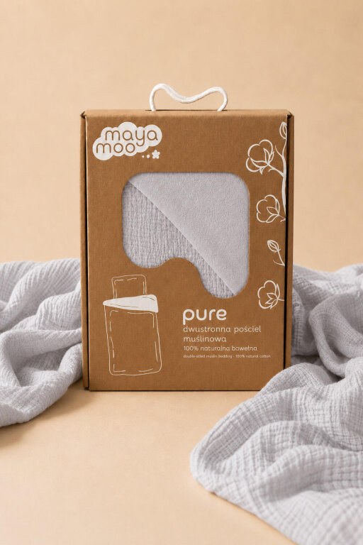 Pościel muślinowa 100x135 dziecięca - dwuwarstwowy muślin 140g/m2 + bawełna 120g/m2 Grey (5)