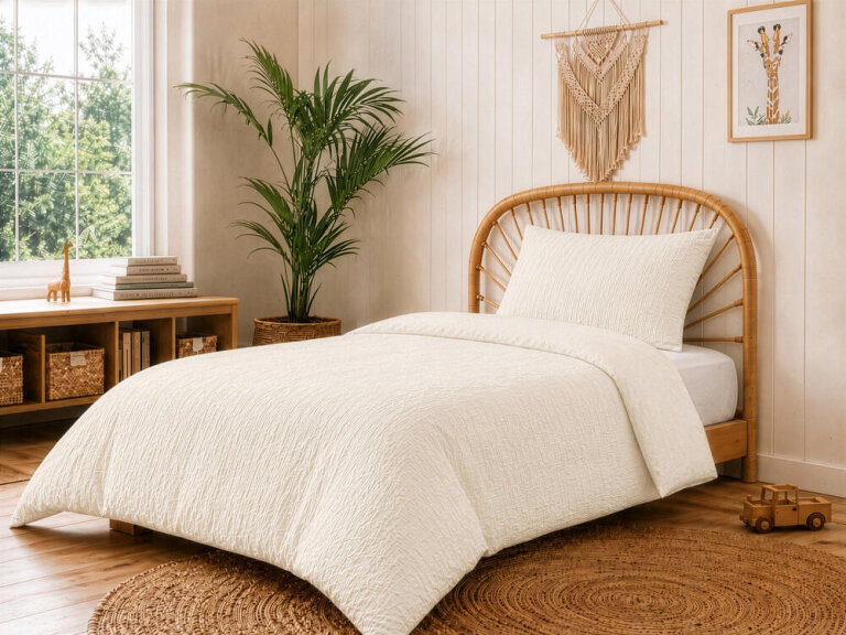 Pościel muślinowa 100x135 dziecięca - dwuwarstwowy muślin 140g/m2 + bawełna 120g/m2 Cream (1)