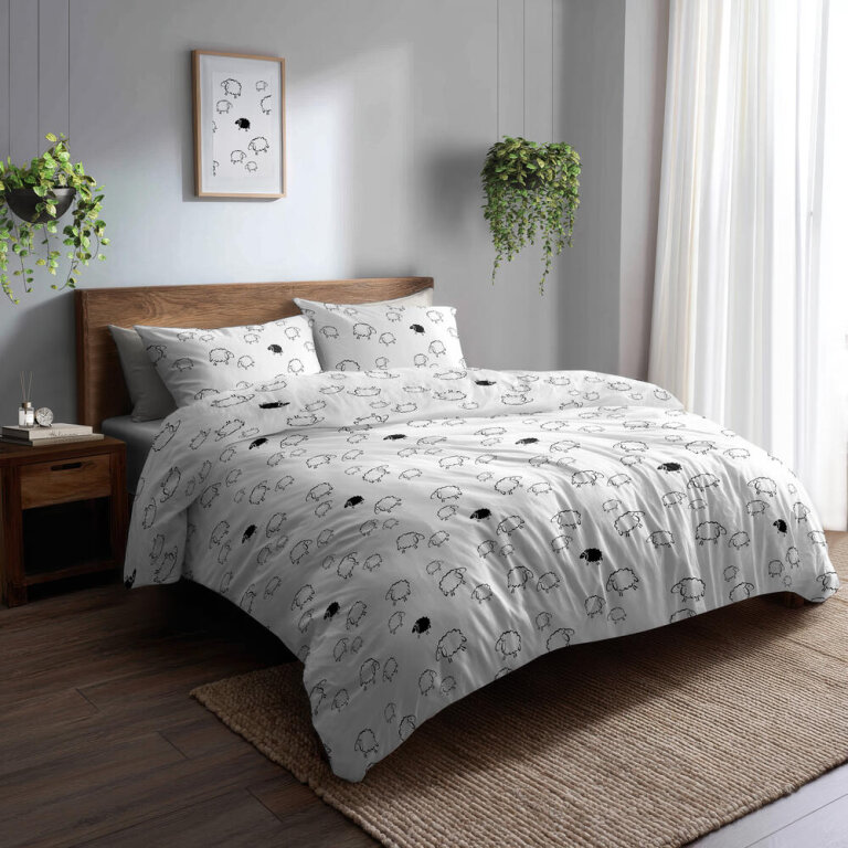 Pościel z Kory 220x200 + 2 poszewki PREMIUM 100% bawełna polska : Baranki Białe (4)
