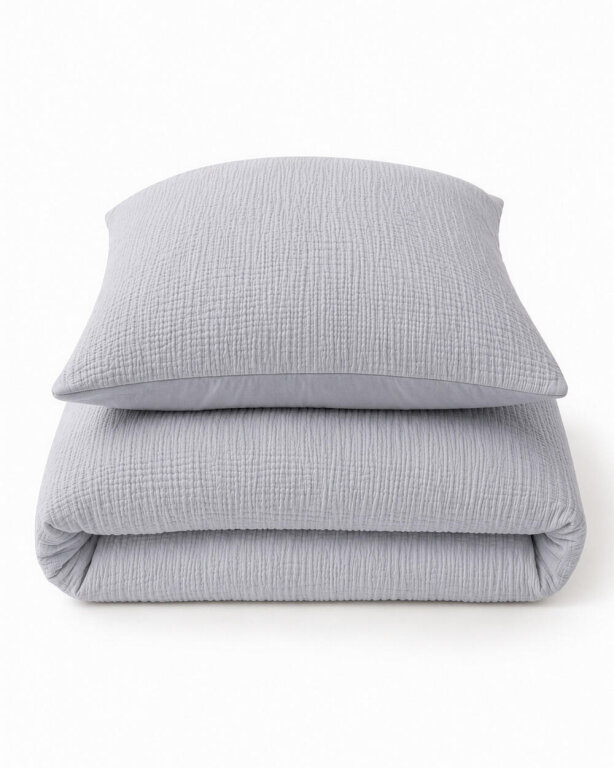 Pościel muślinowa 100x135 dziecięca - dwuwarstwowy muślin 140g/m2 + bawełna 120g/m2 Grey (4)
