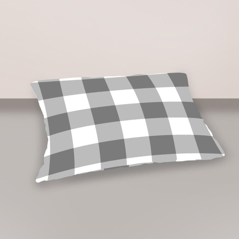 Poszewka na poduszkę 40x60cm BAWEŁNA 100% CERTYFIKAT - Krata Szara (1)