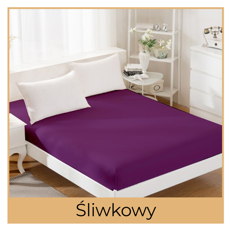 Prześcieradło JERSEY 140x200 Z GUMKĄ Śliwka (2)