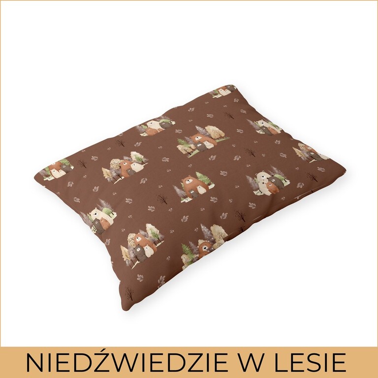 Poszewka na poduszkę 50x70 BAWEŁNA CERTYFIKAT, wzór: NIEDŹWIEDZIE W LESIE (2)