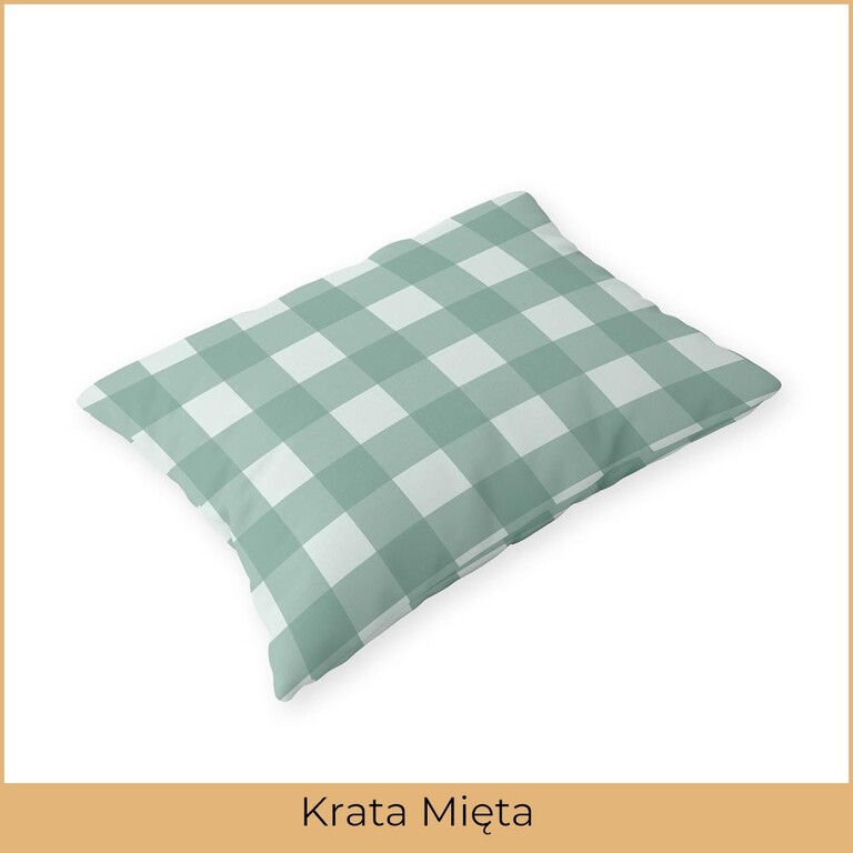 Poszewka na poduszkę 40x60cm BAWEŁNA 100% CERTYFIKAT - Krata Mięta (2)