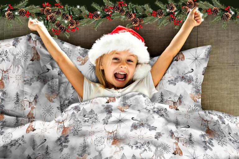 Pościel Świąteczna 140x200+70x80 zimowa polska bawełna producent, LAPONIA SZARA (4)