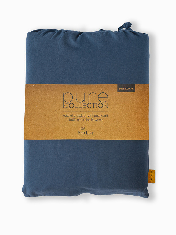Pościel 140x200cm 100% BAWEŁNA PURE ECO LINE ozdobny Guzik Denim (3)