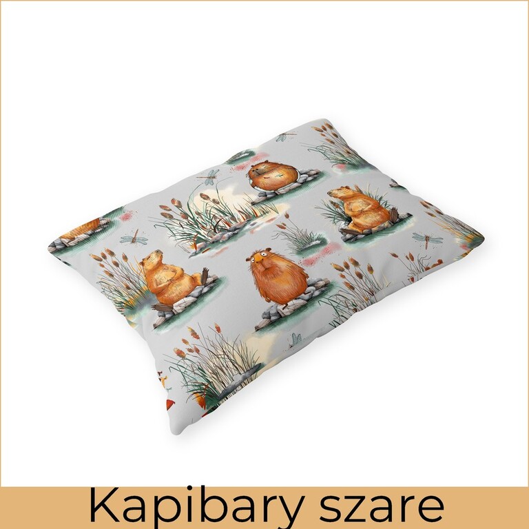 Poszewka na poduszkę 50x60cm BAWEŁNA CERTYFIKAT -  kapibary szare (2)