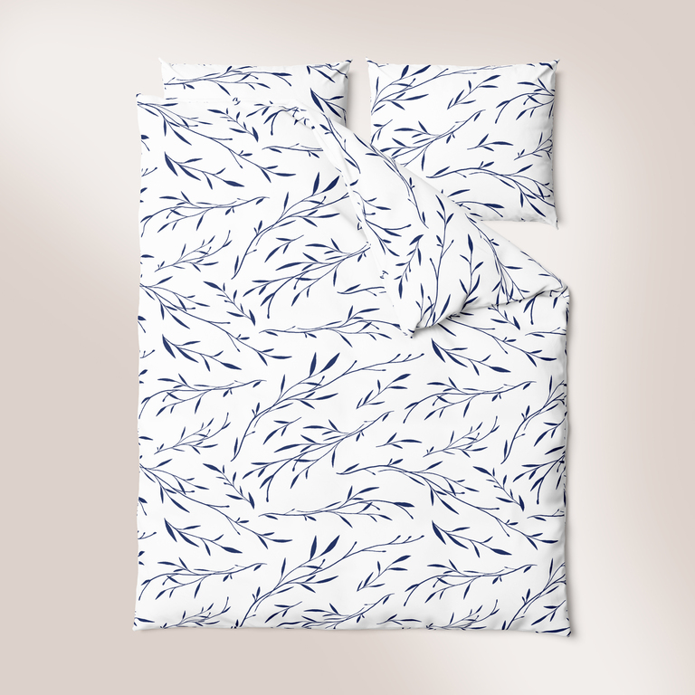 Pościel z Kory 160x200 + 2x70x80 Bawełna 100% Bielawa Produkt Polski -  Oliwka niebieska (2)