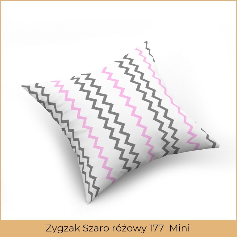 Poszewka na poduszkę jasiek 40x40 100% BAWEŁNA Zygzak Szaro różowy 177 Mini (2)