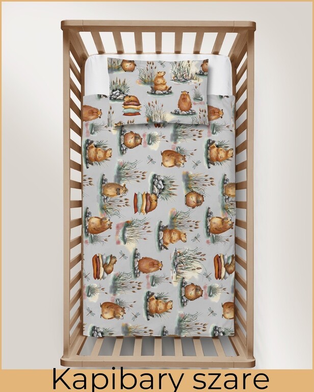 Pościel w kapibary 90x120 pościel kapibara szara CERTFIKAT - 100% bawełna (3)