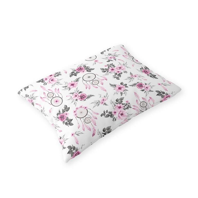 Poszewka na poduszkę 40x60cm BAWEŁNA 100% CERTYFIKAT - Łapacze bordo szare (1)